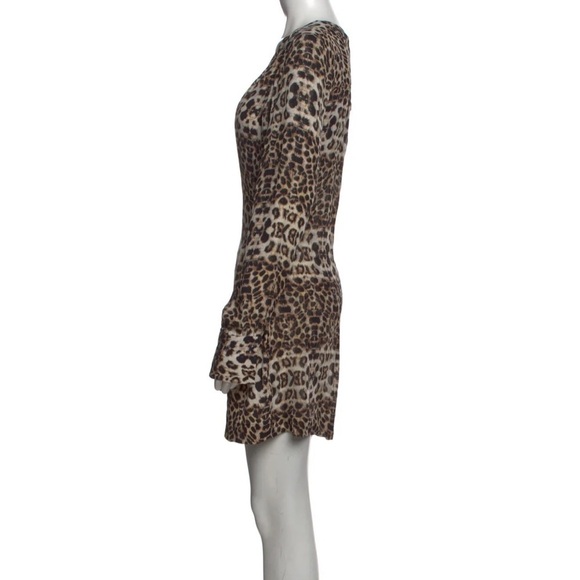 A.L.C. Daisy 100% Silk Animal Print Dress Small Long Sleeve V-Neck Loepard - Picture 6 of 15